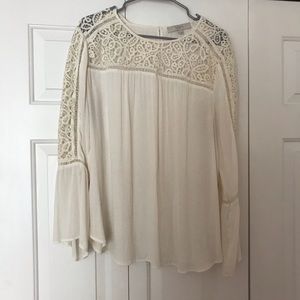 LOFT LACE BLOUSE LARGE WHITE CREAM